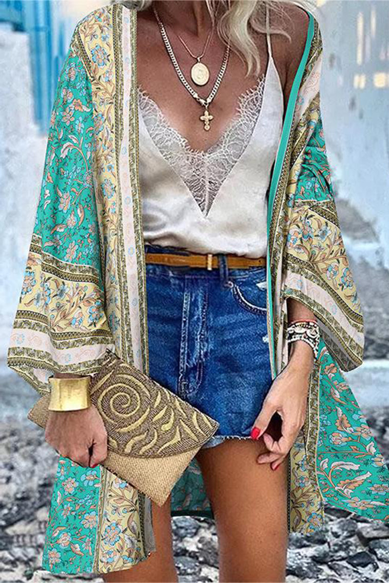 College Print Patchwork Cardigan Collar Outerwear