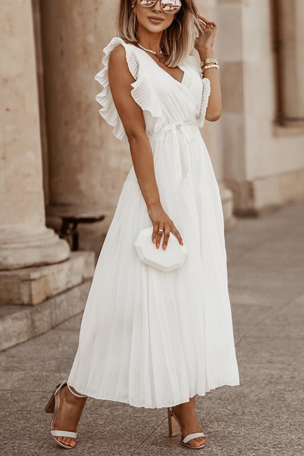 Lost Soul V Neck Pleated Maxi Dress