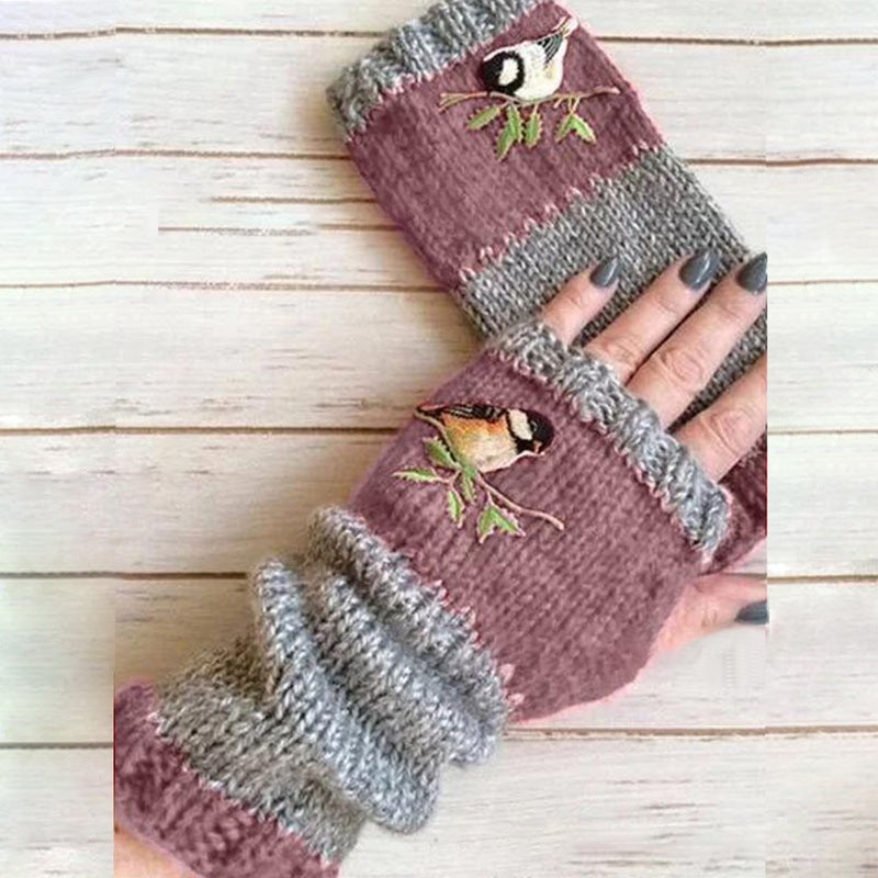 Christmas Warm Stitching Embroidered Gloves