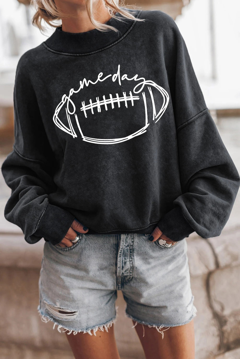 Washed Drop Shoulder Pullover Sweatshirt