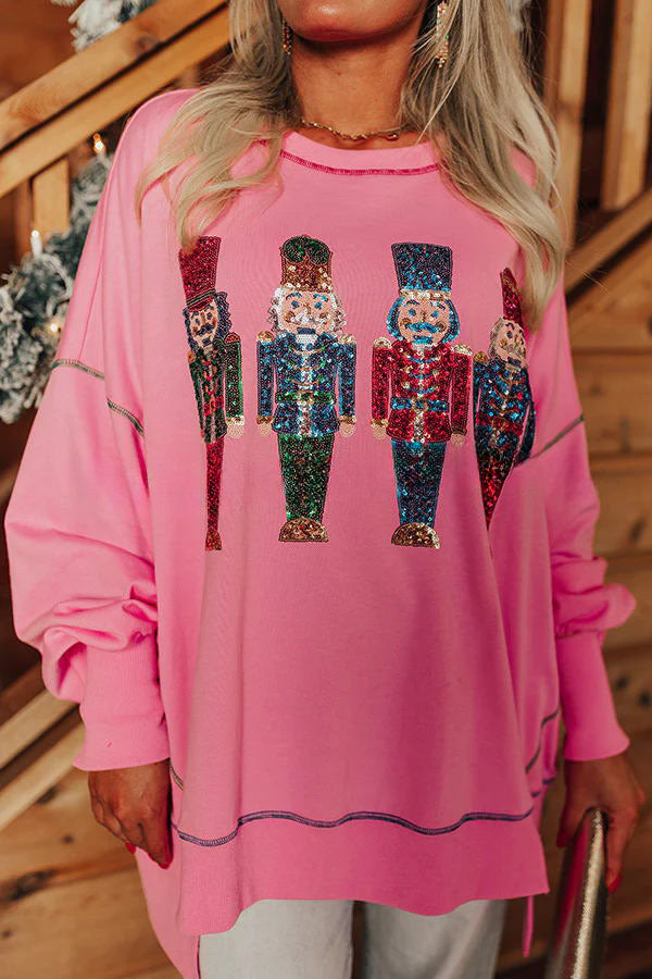 Adorable Nutcracker March Sequin Pullover Sweatshirt