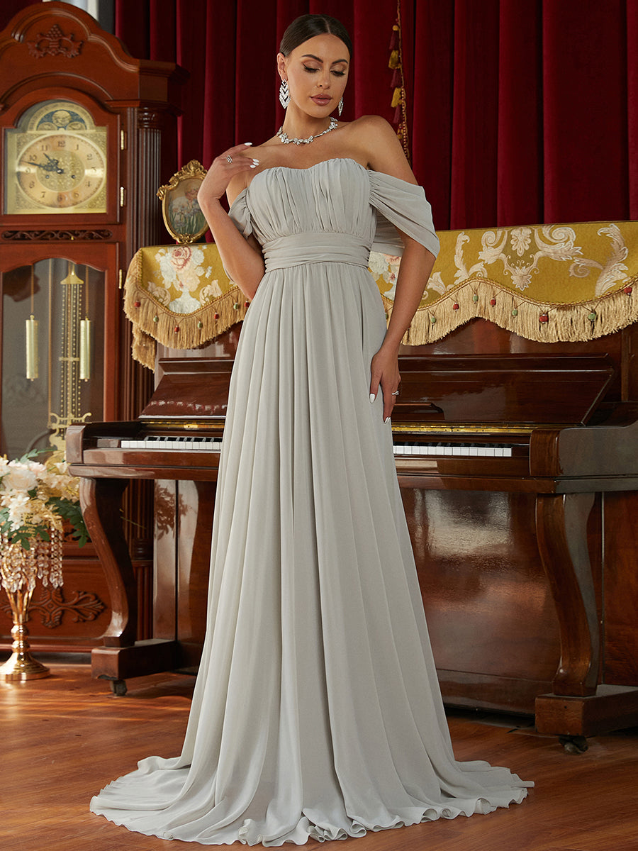 Off Shoulder Ruched Evening Dress RJ10007