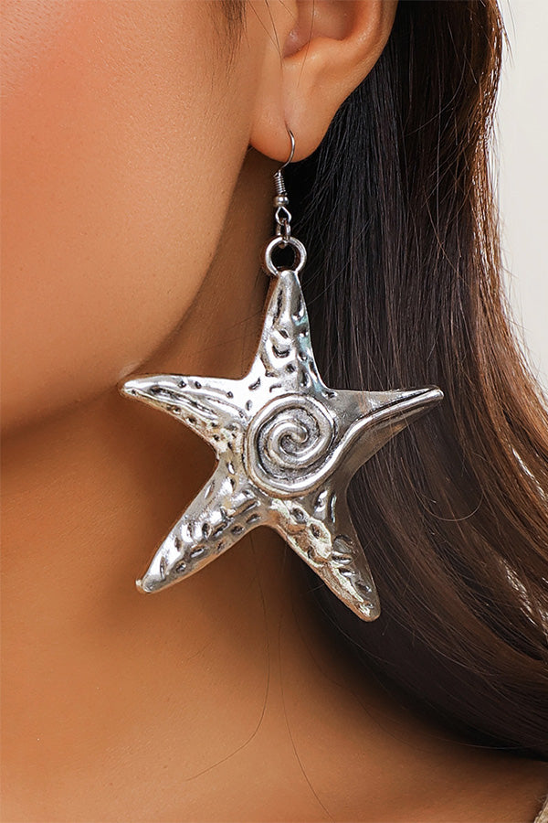 Exaggerated Starfish Design Metal Stud Earrings