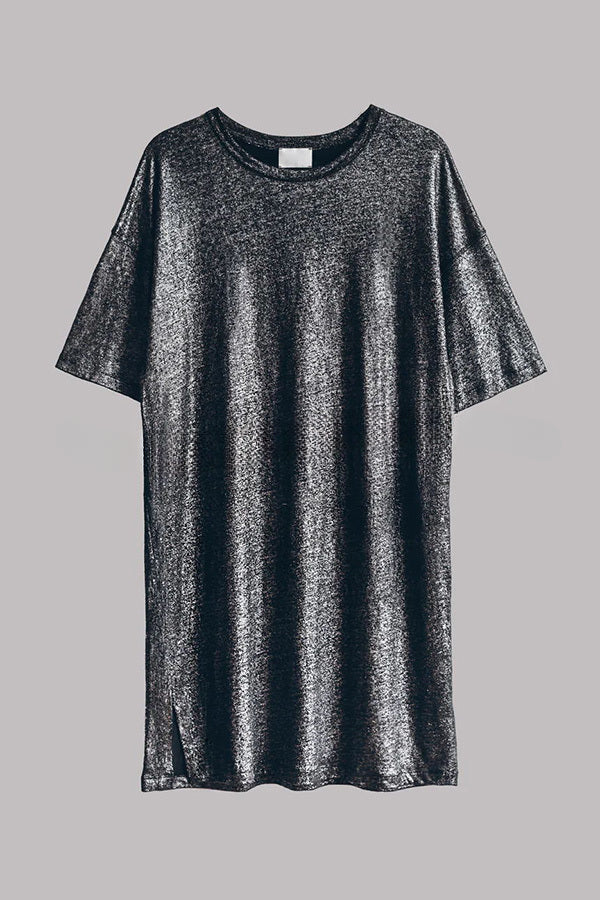 The Dark Sparkly Relaxed Slit T-shirt Mini Dress