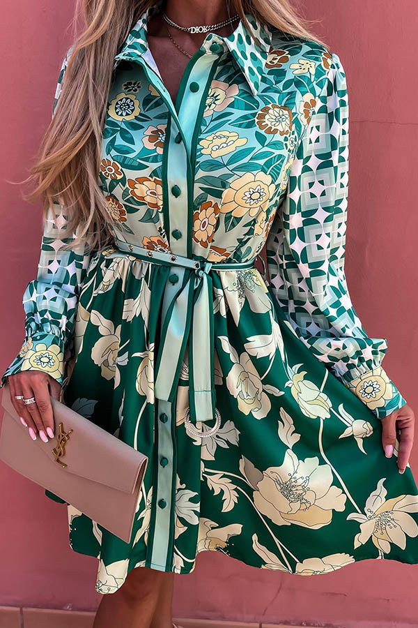 Beyond Chic Gorgeous Flowers Shirt Dress