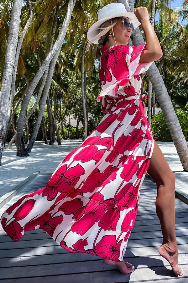 Sunshiny Days Floral Button Cover Up Maxi Dress