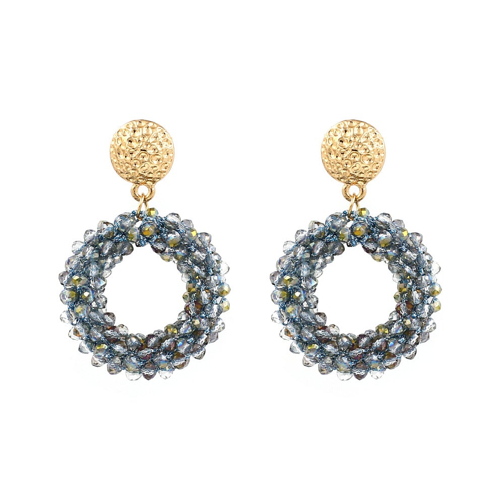 Hand-woven crystal stud earrings