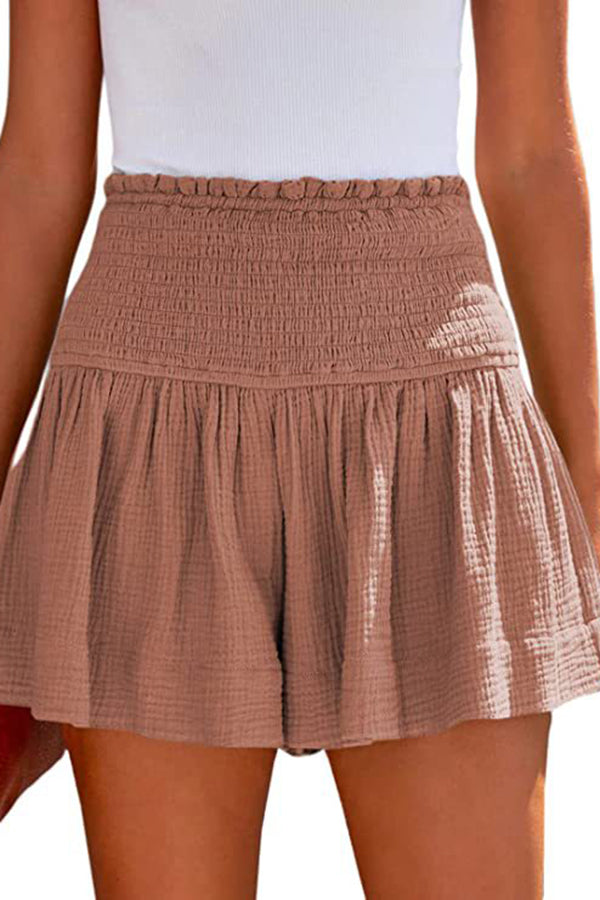 Too Hot Linen Blend Smocked Waist Shorts