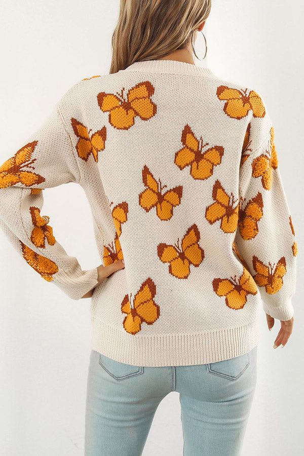 Three-dimensional butterfly women's loose autumn and winter long-sleeved sweater