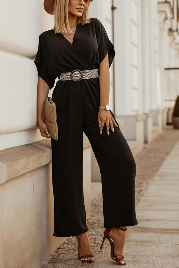 Daytime Diva Belted Wrap Relaxed Jumpsuit