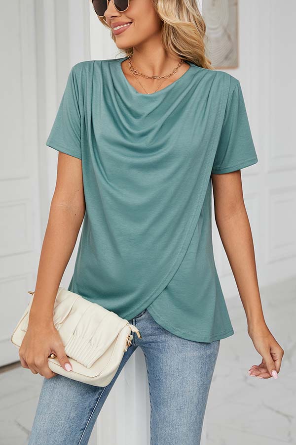 Something Casual Cowl Neck Wrap T-shirt