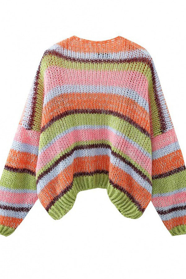 Lazy rainbow striped sweater