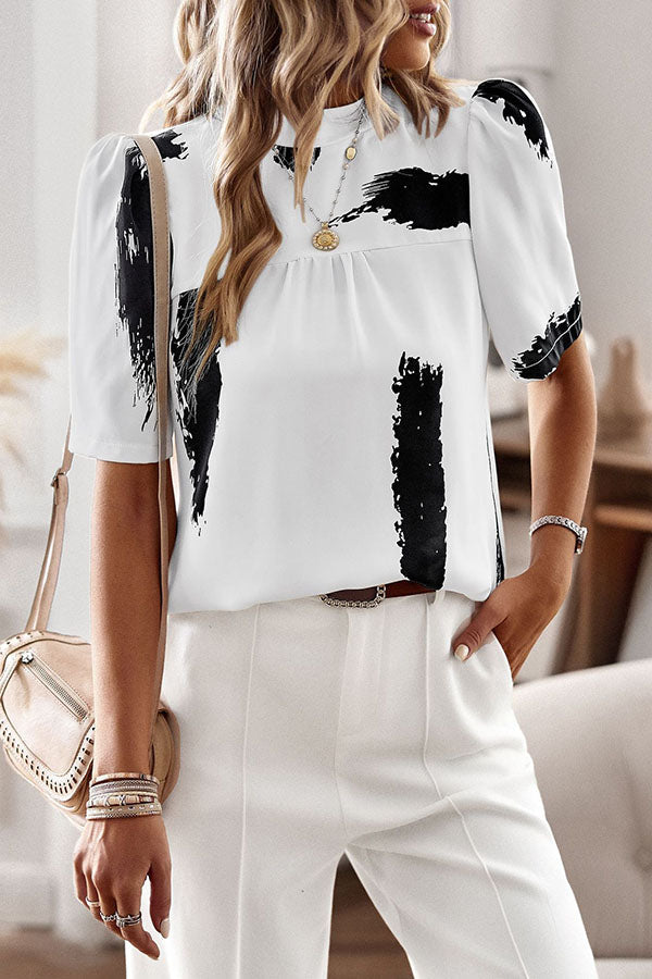 Good for Me Printed Short Sleeve Relaxed Top