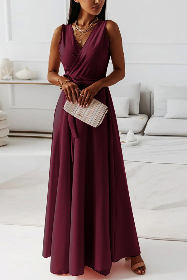 Dearest Memory Tie Waist Wrap Maxi Dress