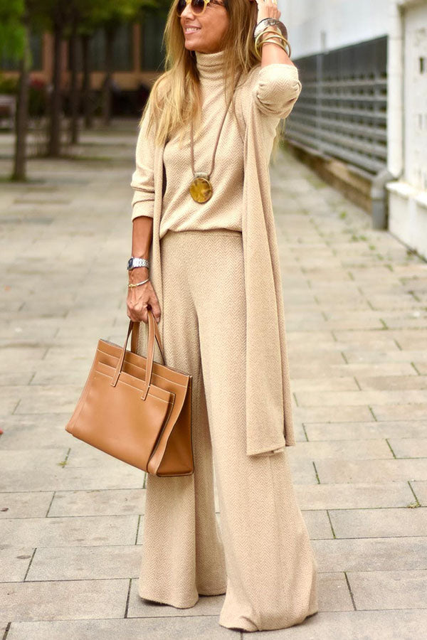 Maple Morning Knit Cardigan Three-Piece Suit