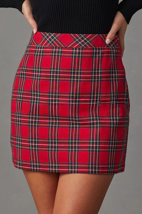 Gift Me Plaid Hidden Zip Structured Waistband Mini Skirt