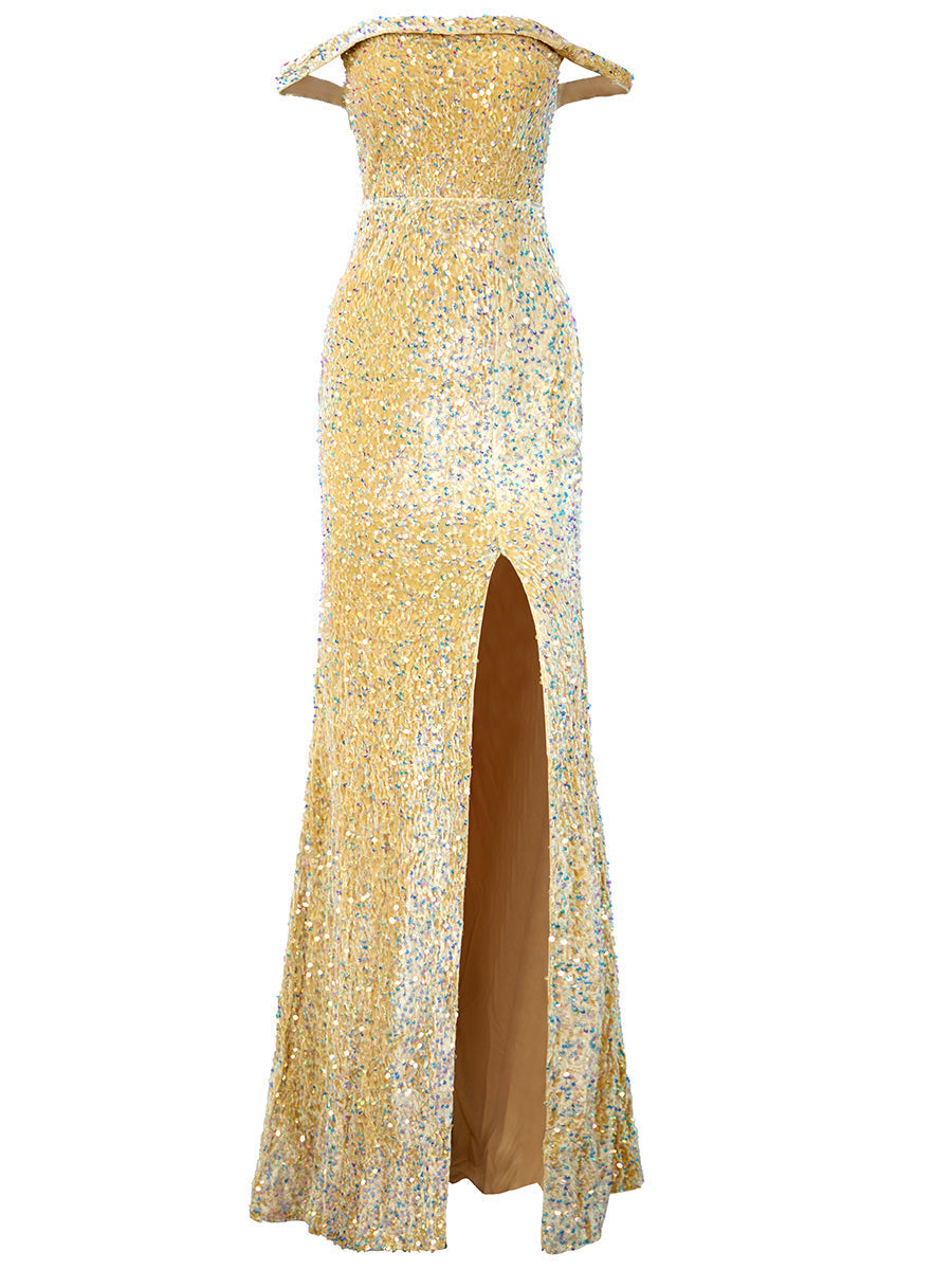 Missord Off-the-Shoulder Sequin Gown XH2015