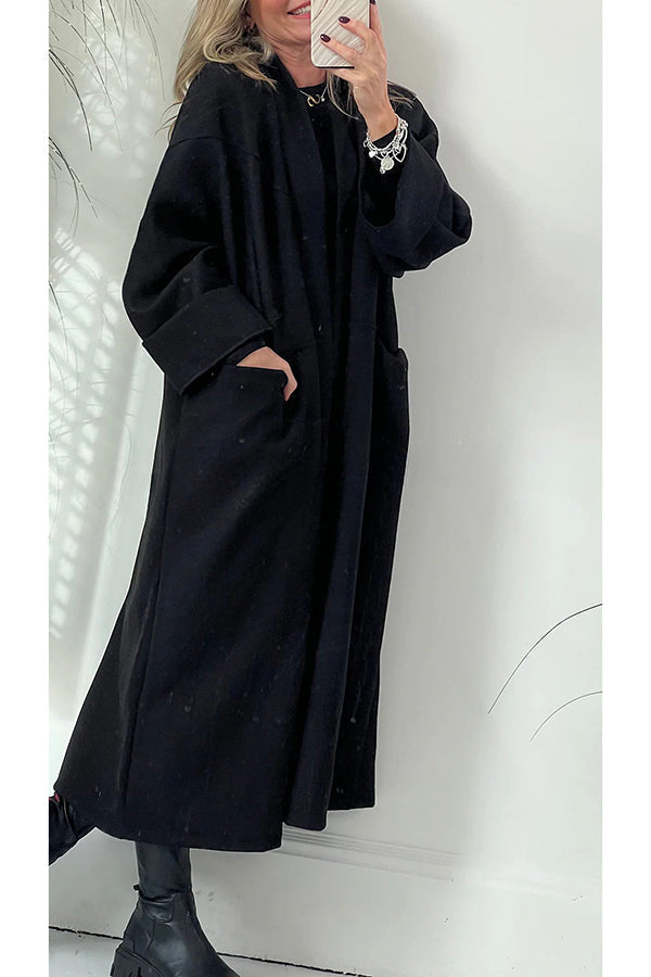 When The Snow Turn Pocket Oversized Duster Coat