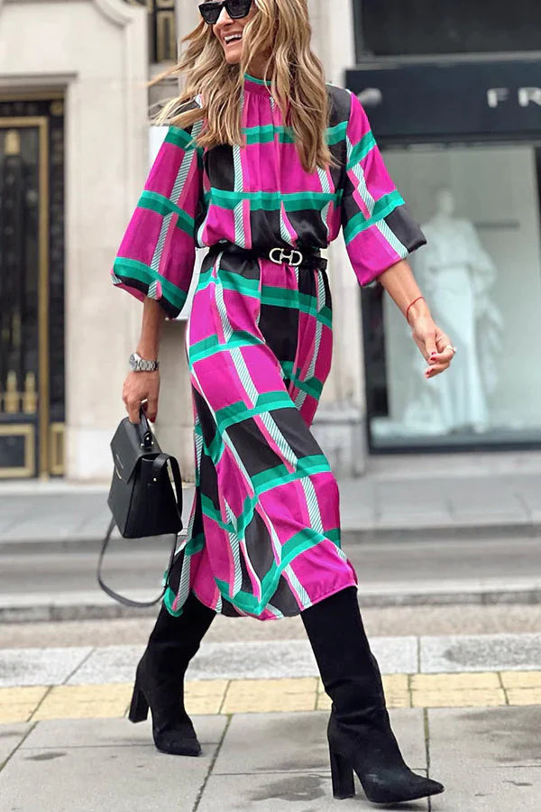 Same Situation Colorblock Printed Midi Dress