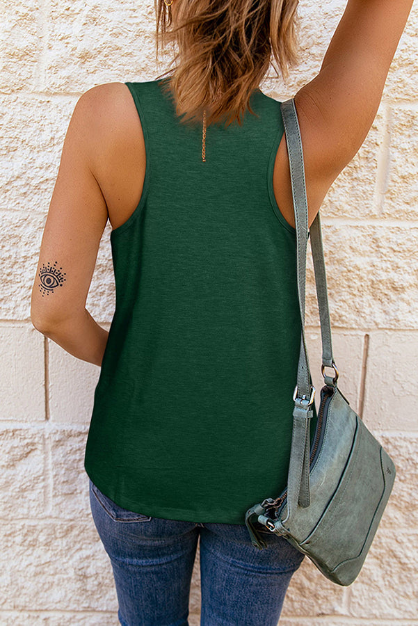 V Neck Pocketed Racerback Tank Top