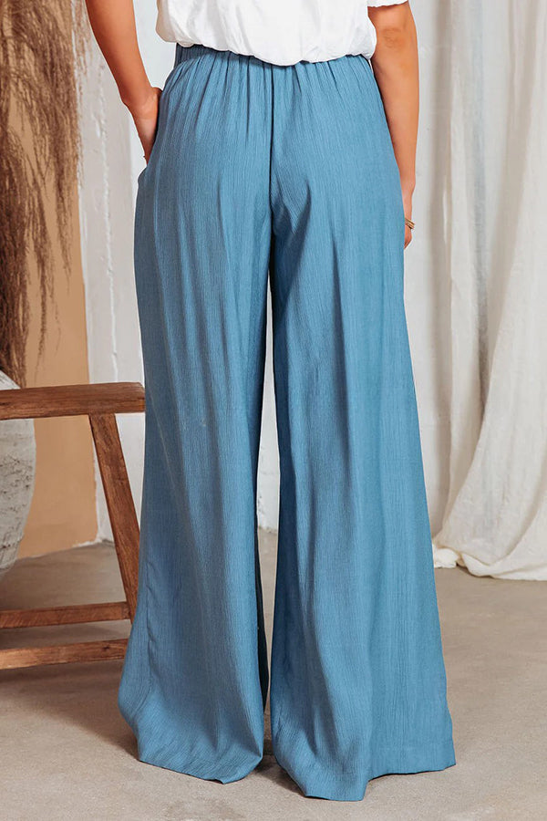 High Waist Pocket Tie Long Pants