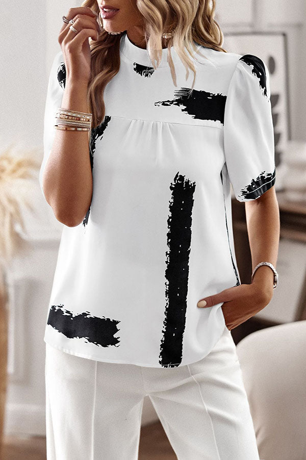 Good for Me Printed Short Sleeve Relaxed Top