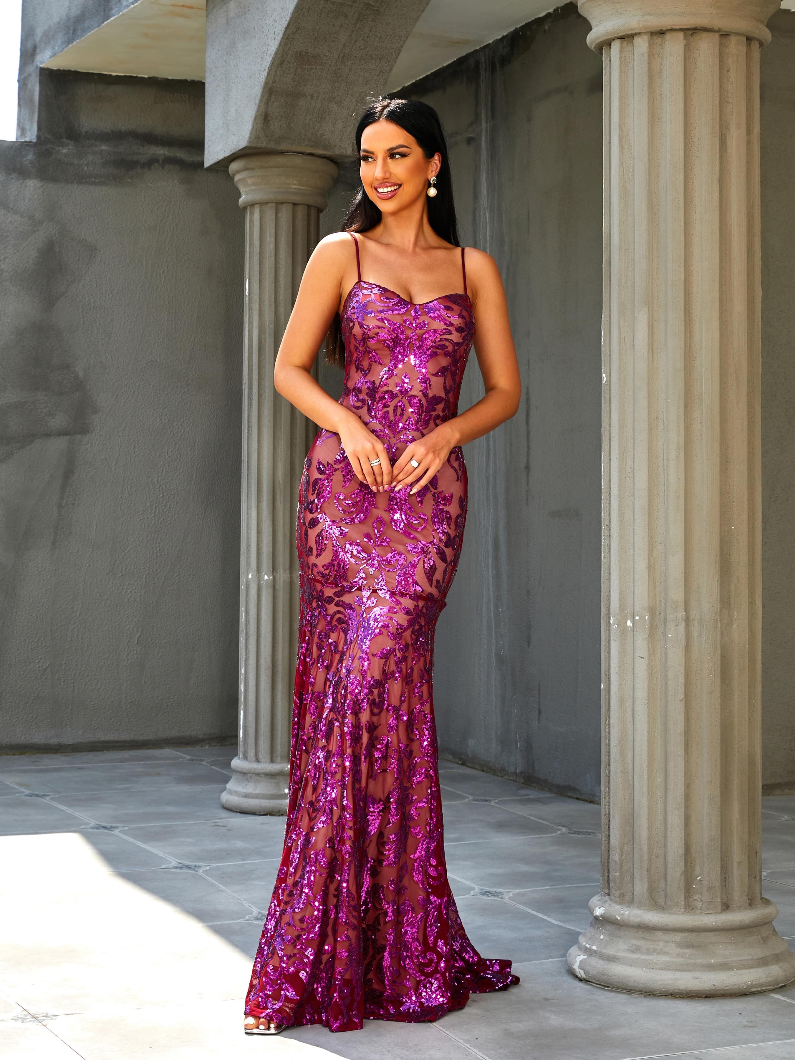 Spaghetti Backless Mermaid Corset Sleeveless Sequin Prom Dress RM20240