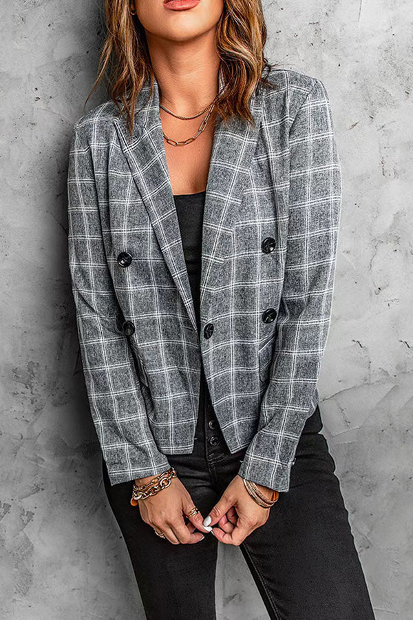 New plaid printed button casual blazer