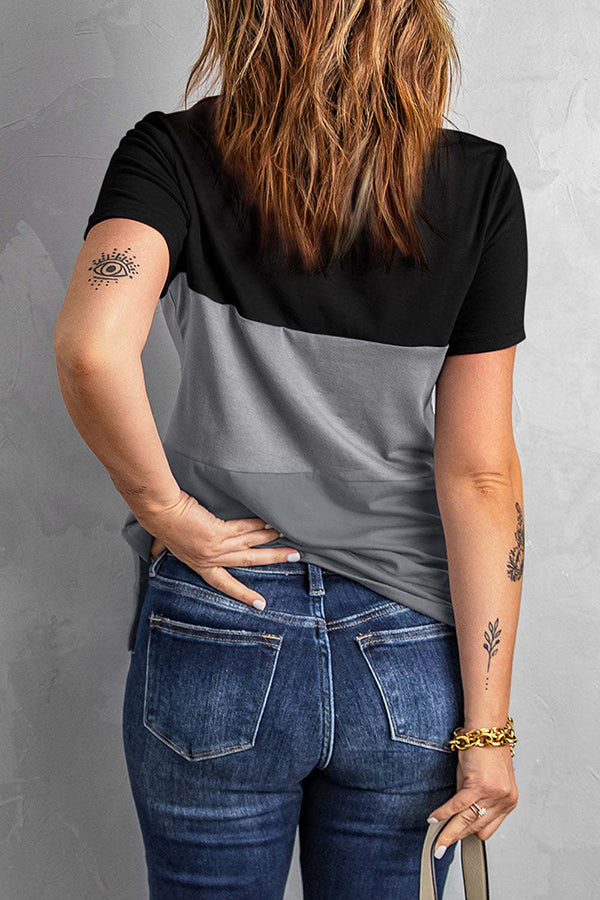 Color-block Loose All-match Short-sleeved T-shirt