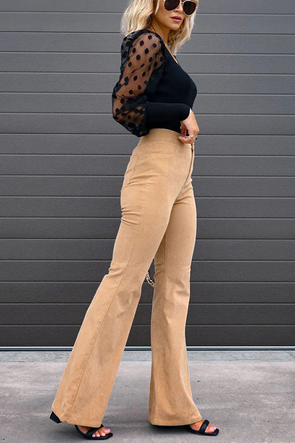 Autumn Mood Corduroy Pocketed Flare Pants