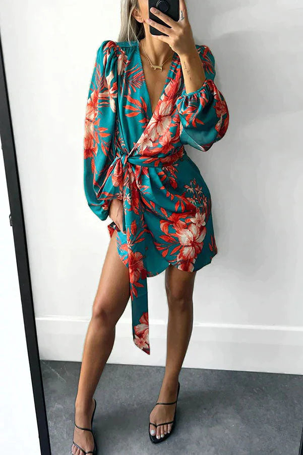 Asha Floral V-neck Wrap Dress