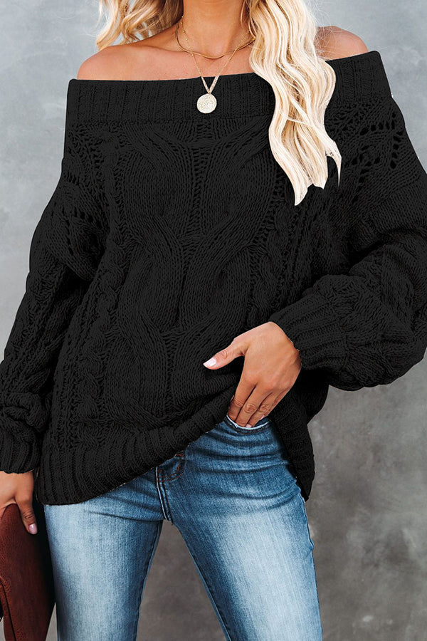 Surprising You Cable Knit Off The Shoulder Sweater