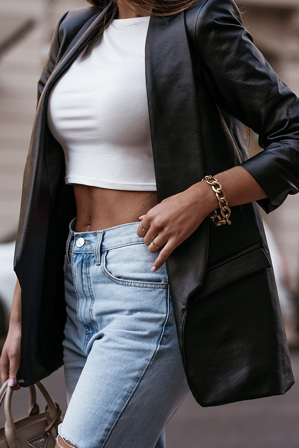 Don't Rush It Street Style PU Blazer Jacket