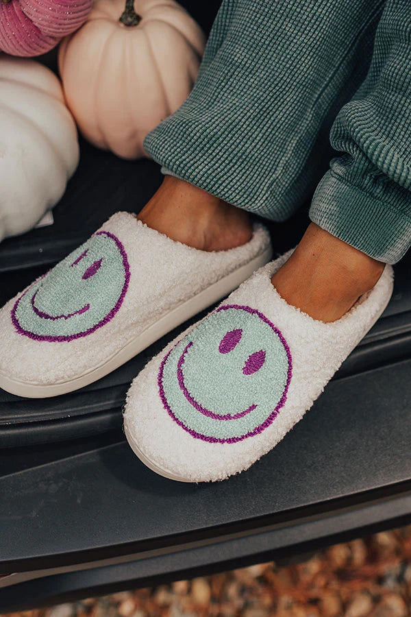 Smiley plush slippers