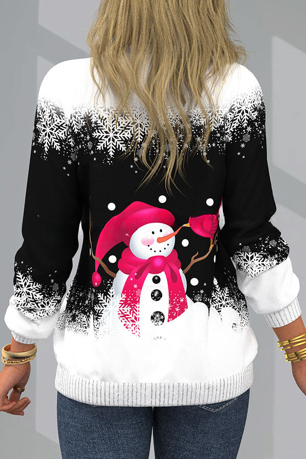 Christmas Print Pullover Long Sleeve Sweatshirt