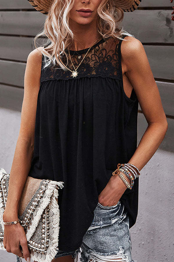 Crochet Lace Patchwork Casual Tank Top