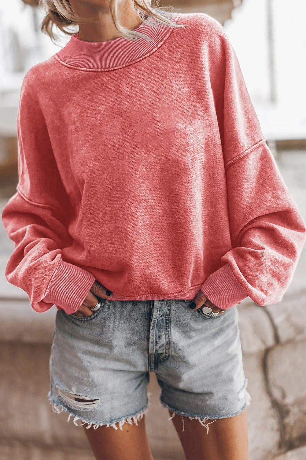 Washed Drop Shoulder Pullover Sweatshirt