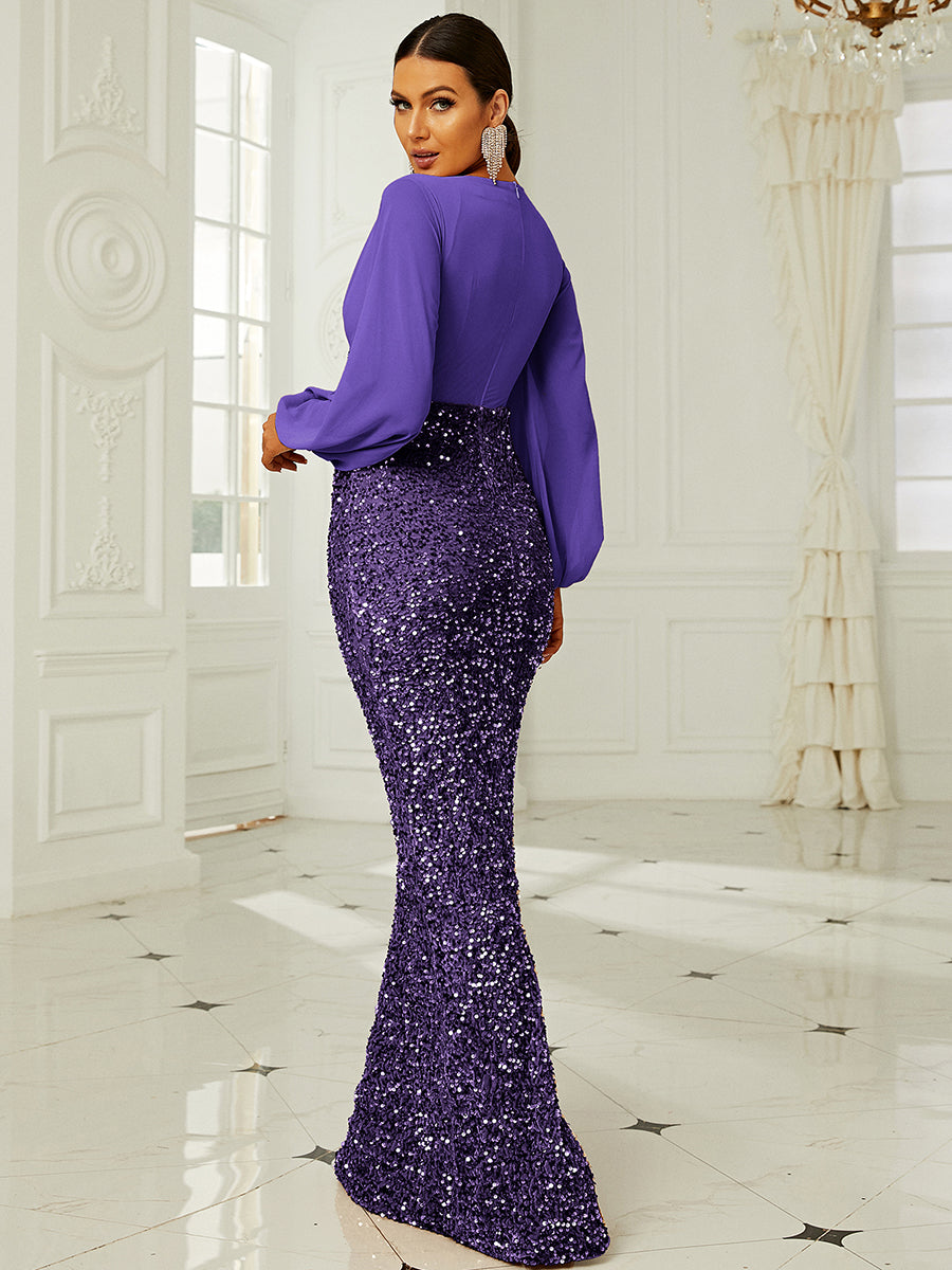 Mermaid Long Sleeve Wedding Guest Dress XH2240