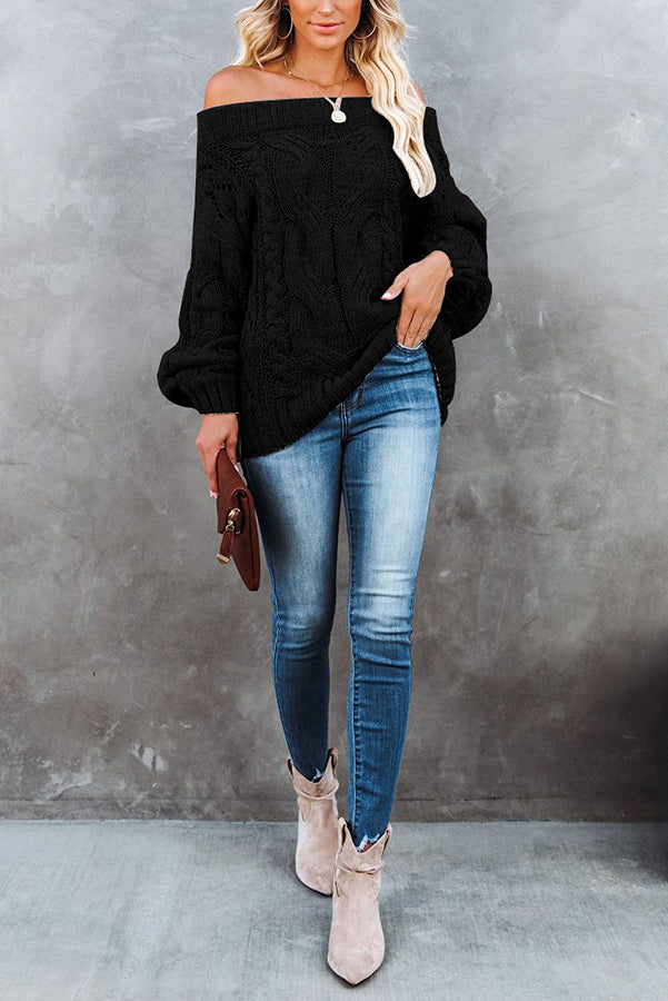 Surprising You Cable Knit Off The Shoulder Sweater