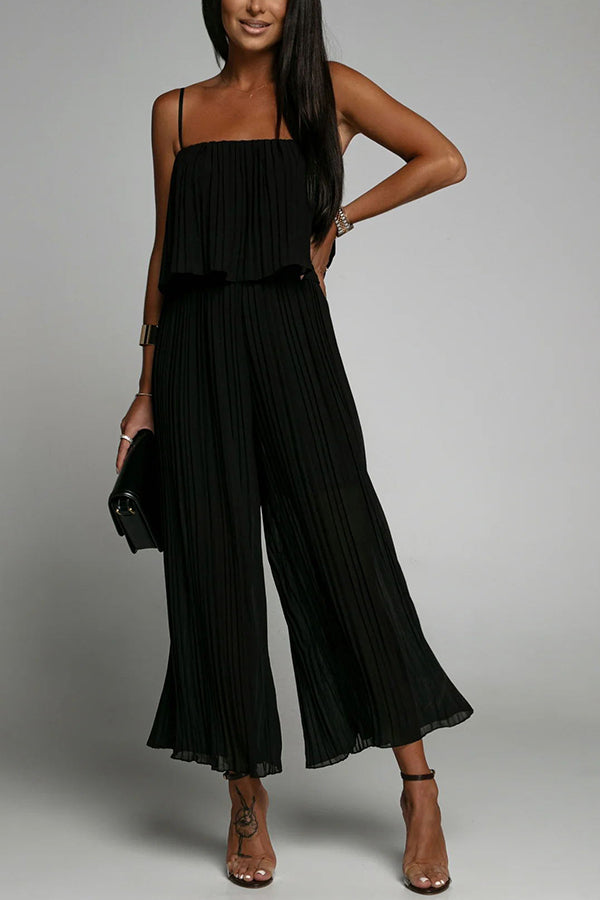 Sunday Morning Pleated Suspender Jumpsuit