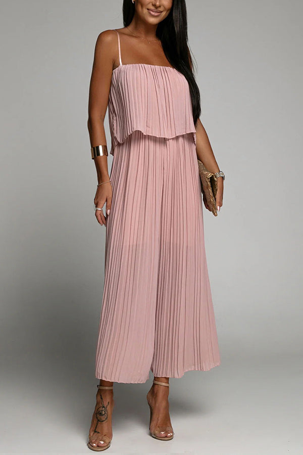 Sunday Morning Pleated Suspender Jumpsuit