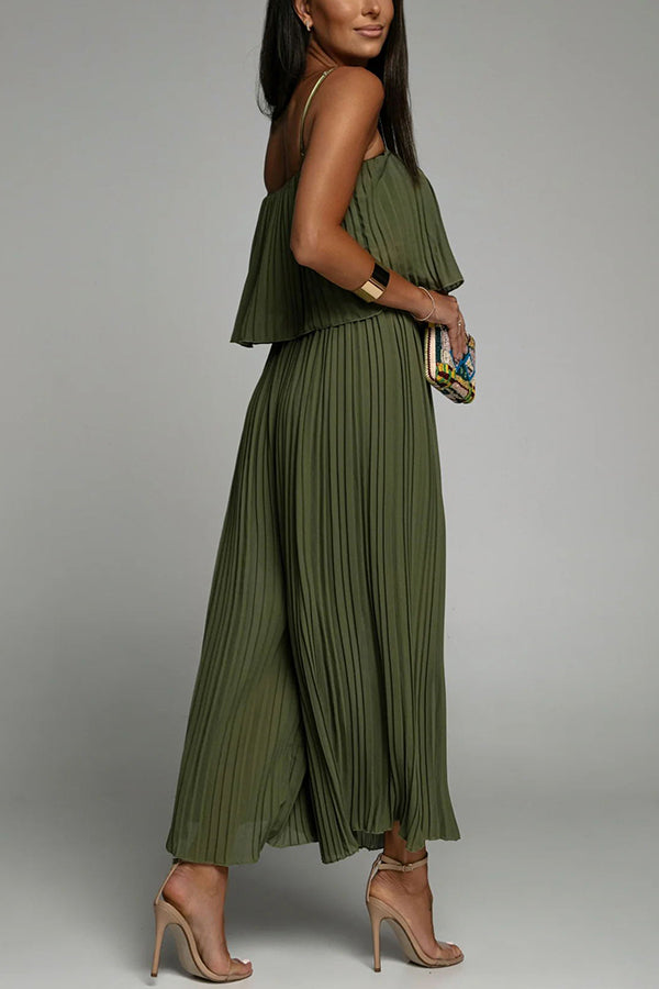 Sunday Morning Pleated Suspender Jumpsuit