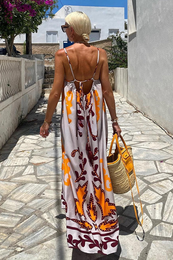 Sunday Multicolor Palette Ethnic Printed Loose Cami Maxi Dress