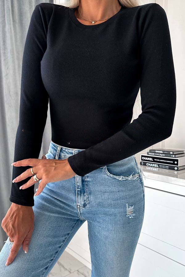 Koida Knitted Crew Neck Long Sleeve Top