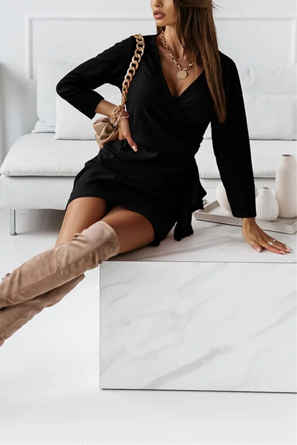 Dare To Be You Ruched Long Sleeve Mini Dress