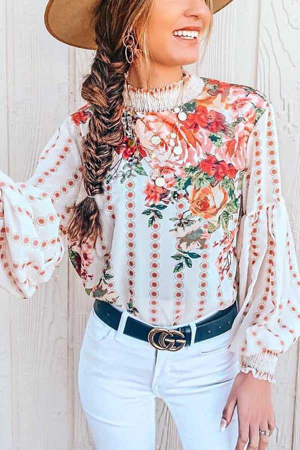 All I Ever Wanted Floral Ruffle Trim Top