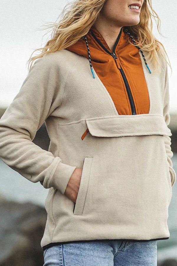 Alexander Plush Color Block Half Zip Pocket Hoodie