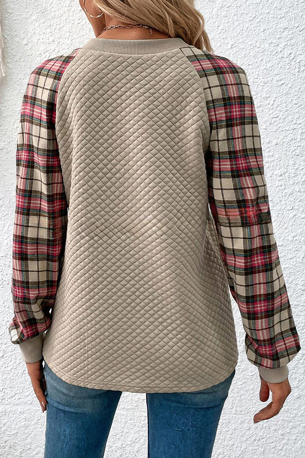 Shein Lune Plaid Long Sleeved Button Down Sweatshirt