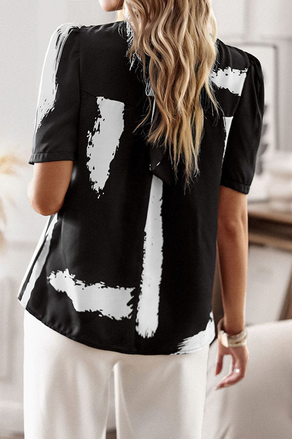 Good for Me Printed Short Sleeve Relaxed Top