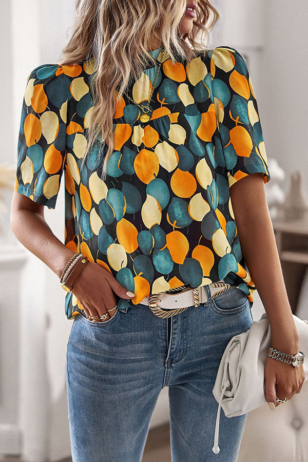 Good for Me Printed Short Sleeve Relaxed Top